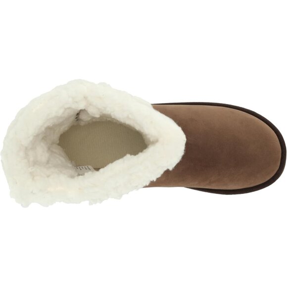 Women's Faux Suede Mid Calf Boots Waterproof Faux Fur Warm Shoes - Picture 5 of 7